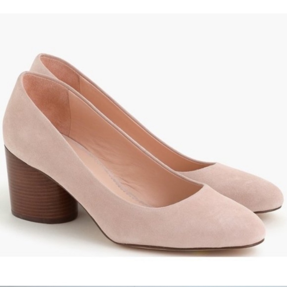 J. Crew Mid Stacked Heel Pump in Suede Pink L0315 Size 7